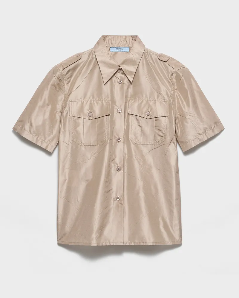 Prada Kurzärmliges Hemd aus Taft Kordel