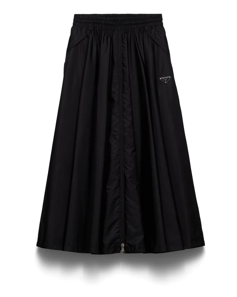 Prada Weiter Rock Aus Leichtem Re-nylon, Damen, Schwarz, Größe Schwarz