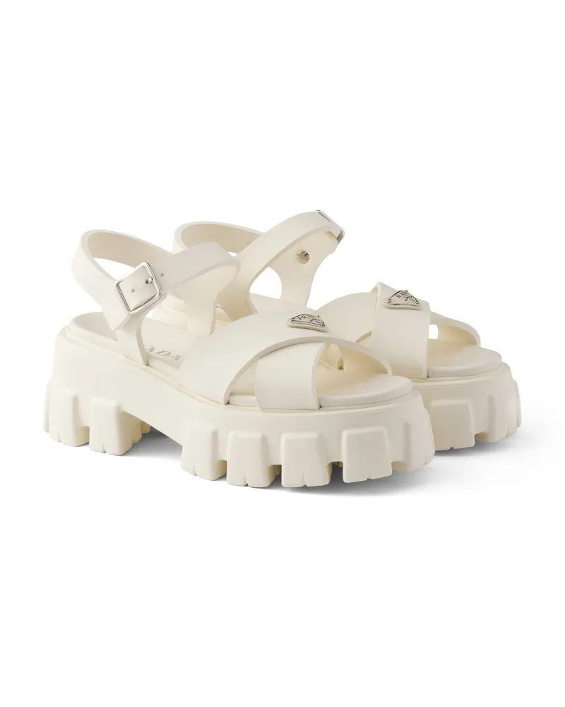Prada Monolith Sandalen Aus Gummi, Damen, Elfenbein, Größe Elfenbein