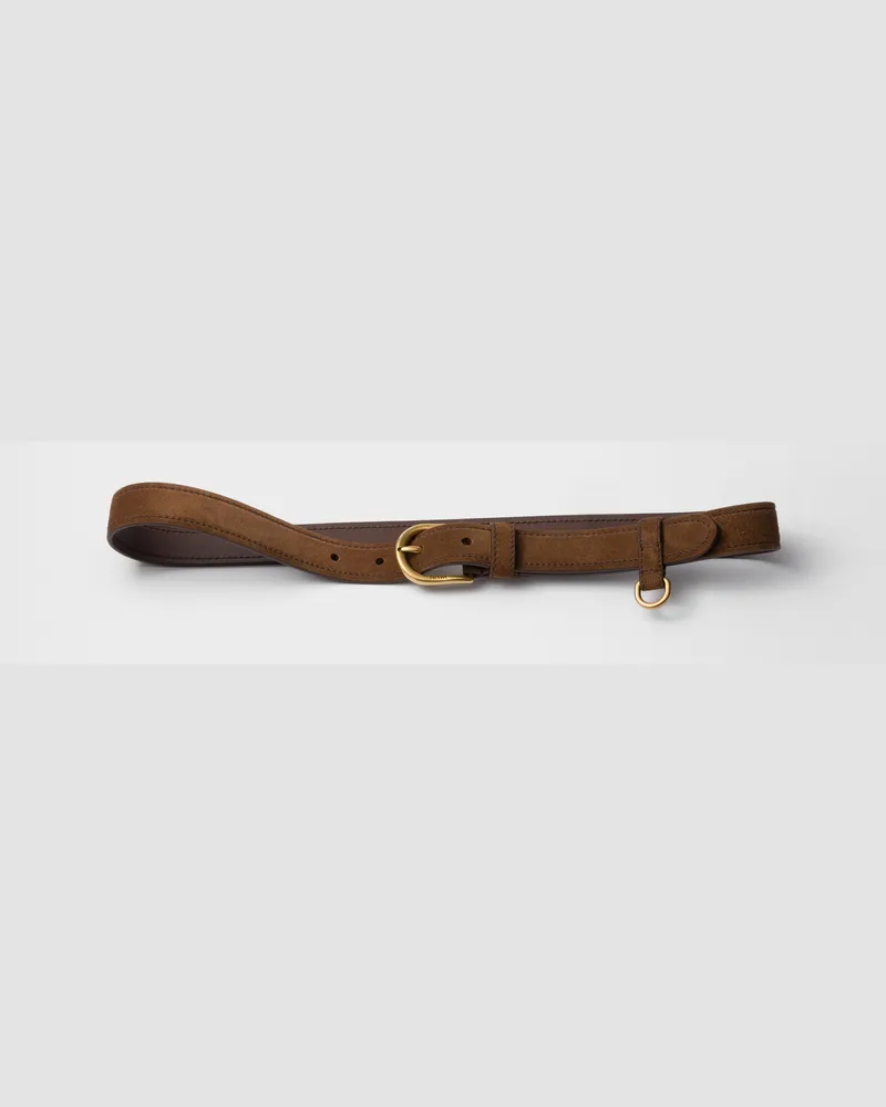 Prada Gürtel aus Wildleder Kakaobraun