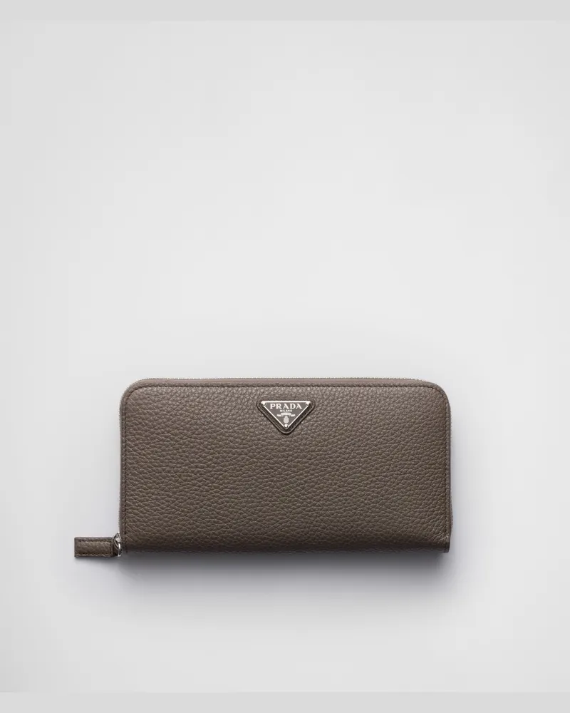 Prada Geldbörse aus Leder Bambusgrau