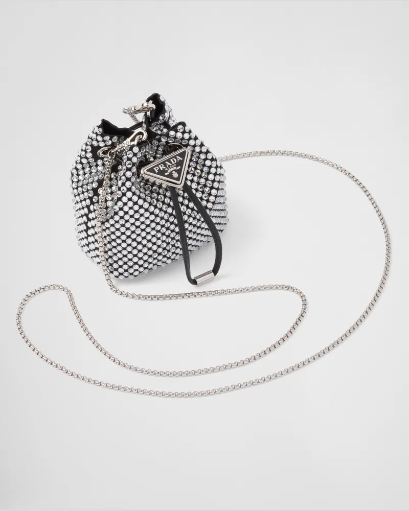 Prada Verzierte Mini-Pouch aus Satin Kristall