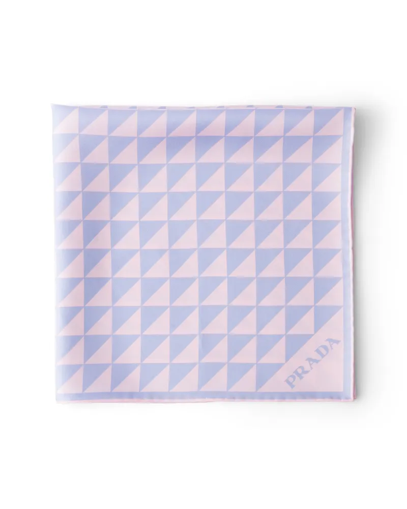 Prada Schal Aus Seidentwill Mit Print 55, Damen, Blütenblatt/glyzinie Blütenblatt