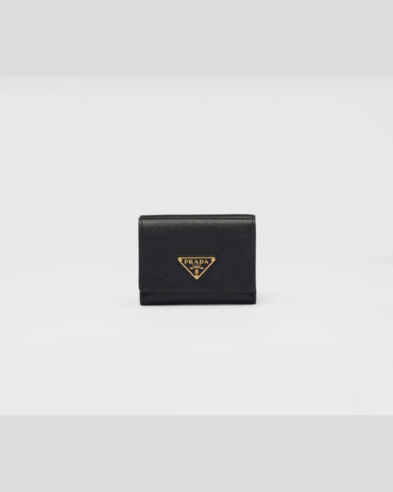 Prada Kleine Geldbörse aus Saffiano-Leder Schwarz