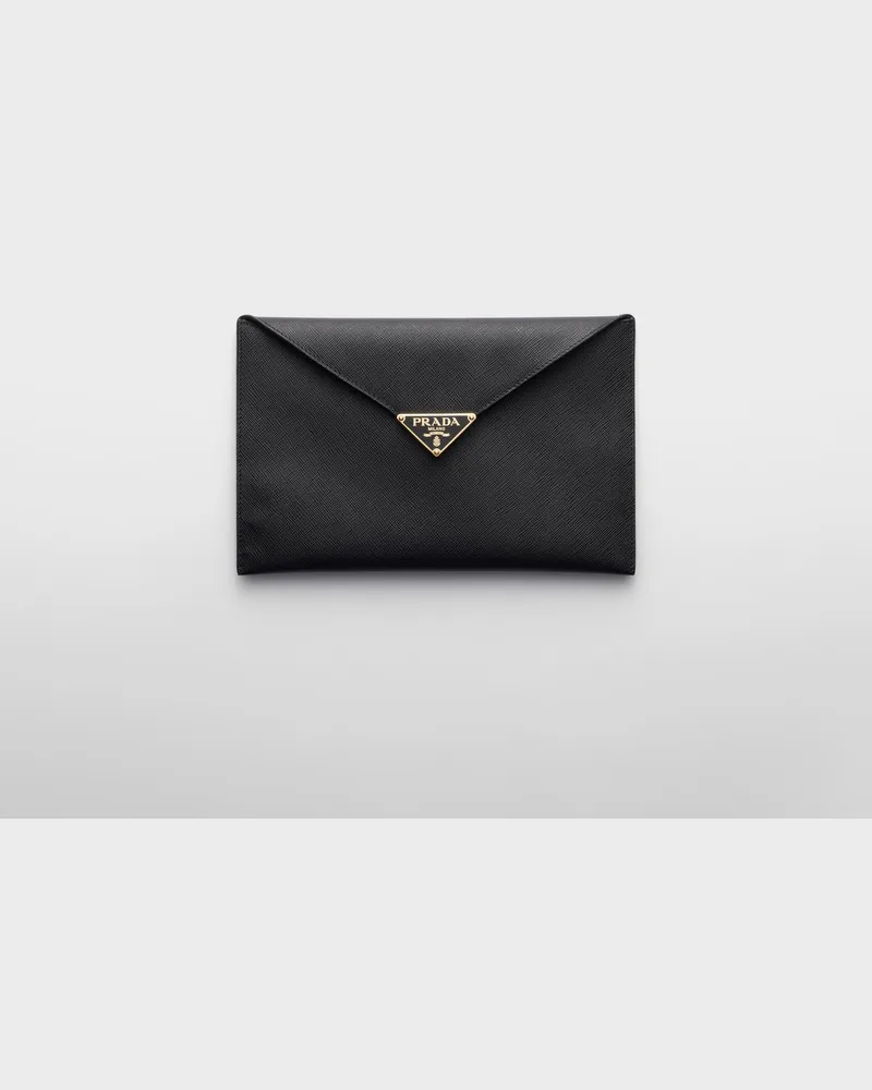 Prada Envelope-Clutch aus Saffiano-Leder Schwarz