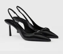 Slingback-Pumps aus gebürstetem Leder