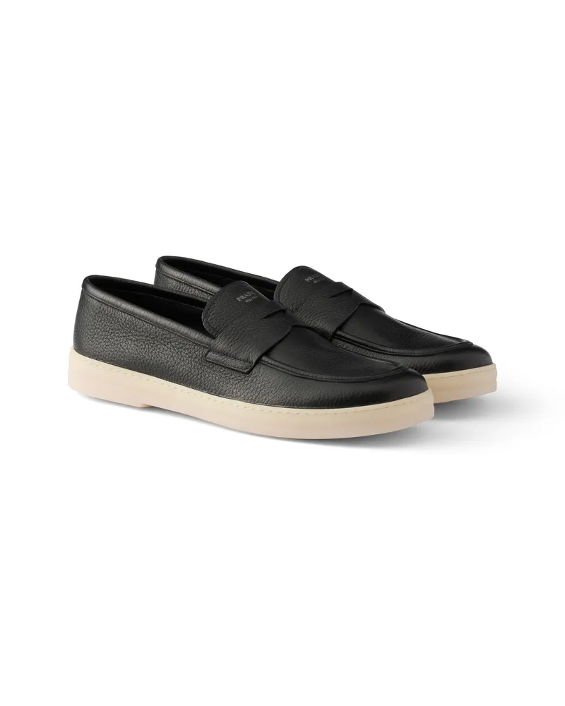 Prada Loafer Aus Leder, Herren, Schwarz, Größe 7 Schwarz