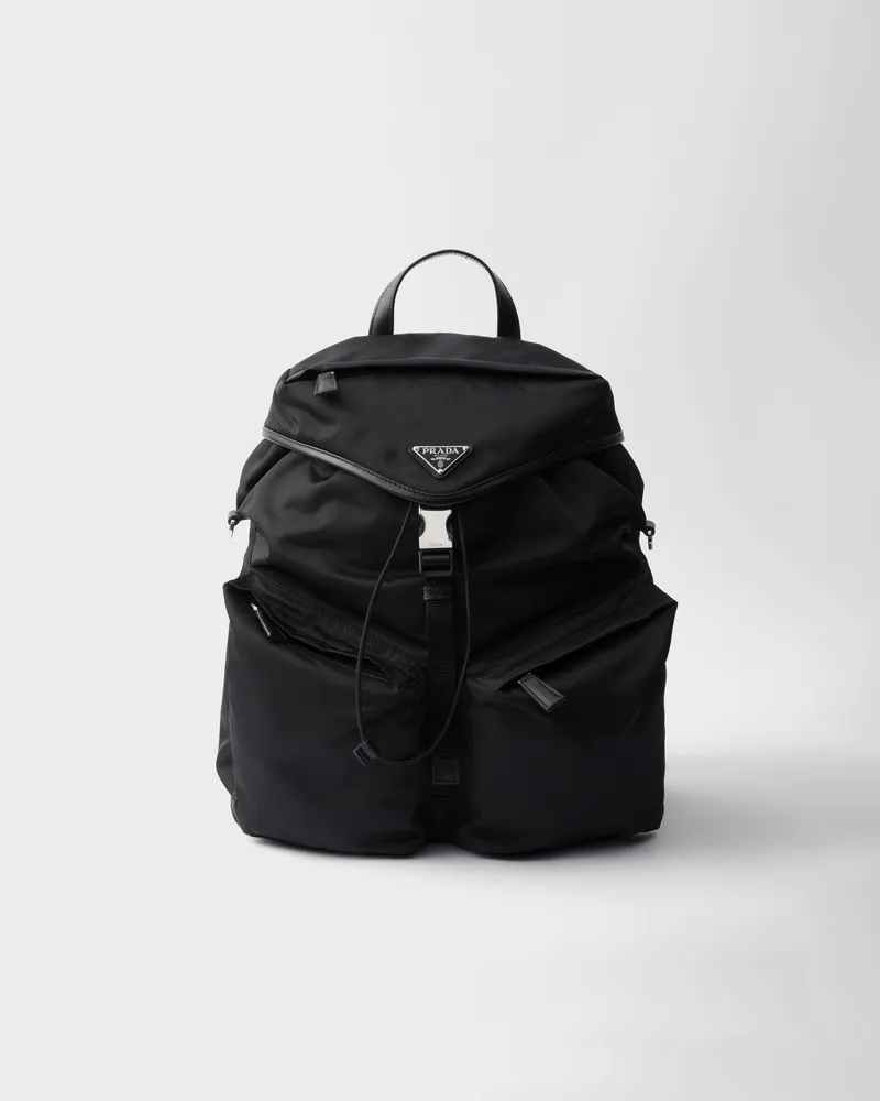 Prada Rucksack aus Re-Nylon und Leder Schwarz