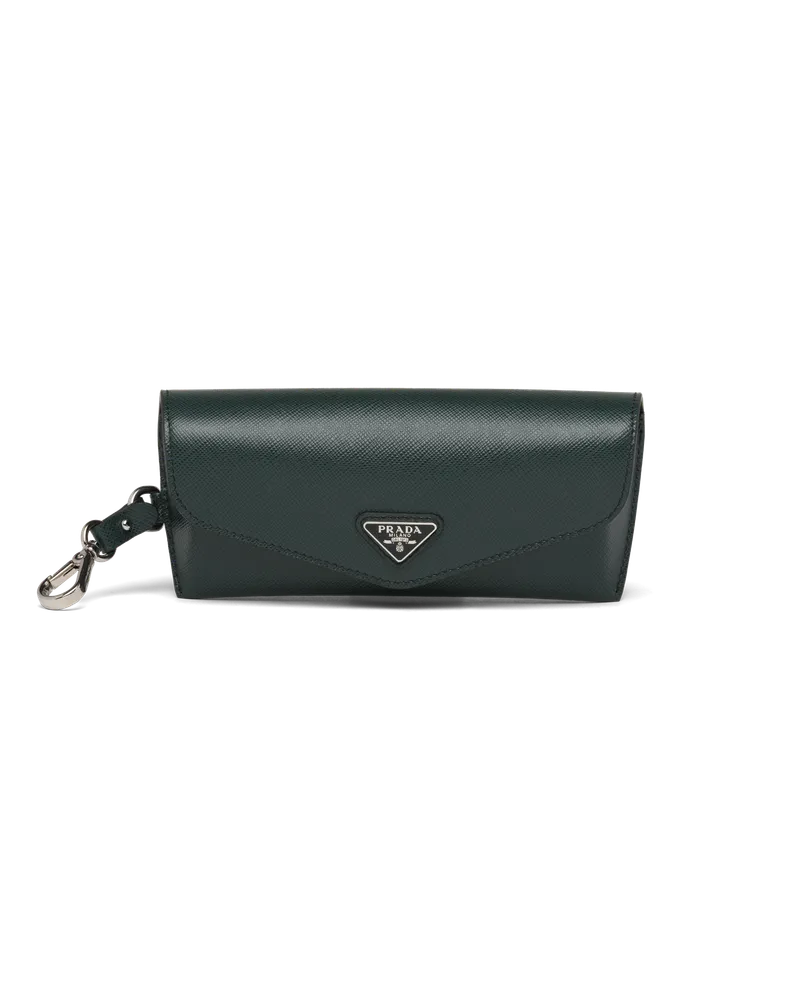 Prada Brillenetui aus Saffiano-Leder Smaragdgrün