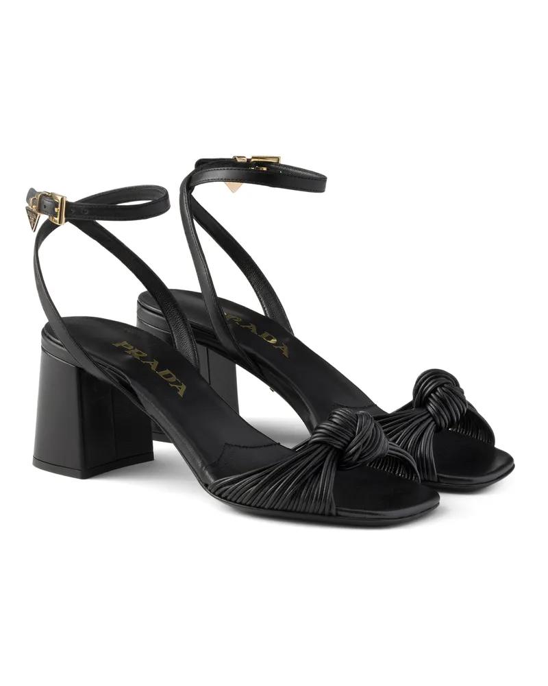 Prada Sandalen Aus Leder, Damen, Schwarz, Größe Schwarz