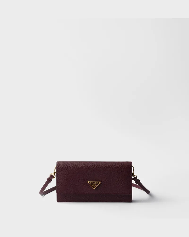 Prada Mini Bag aus Saffiano-Leder Burgunderrot