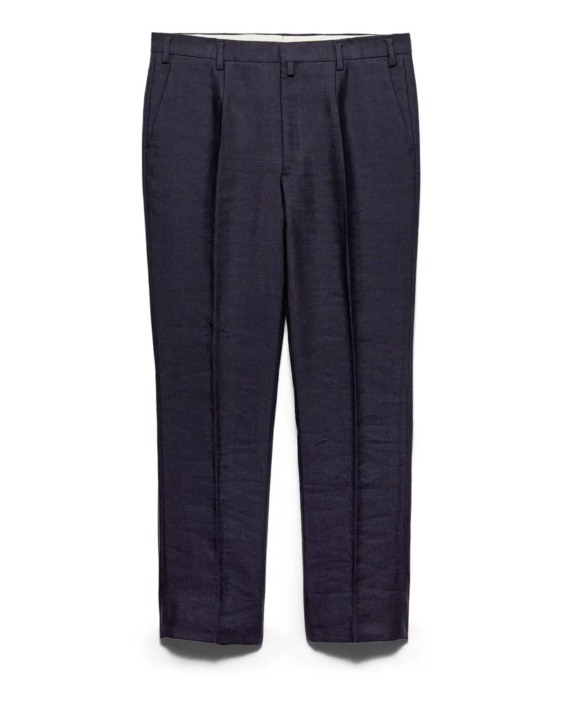 Prada Hose Aus Leinenmischgewebe, Herren, Blau, Größe Blau