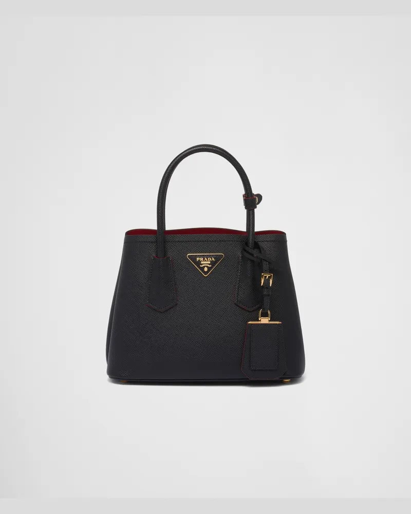 Prada Kleine  Double Tasche aus Saffiano-Leder Black