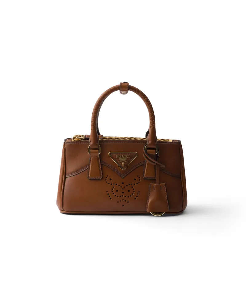 Prada Galleria Mini Bag Aus Leder, Damen, Cognac Cognac