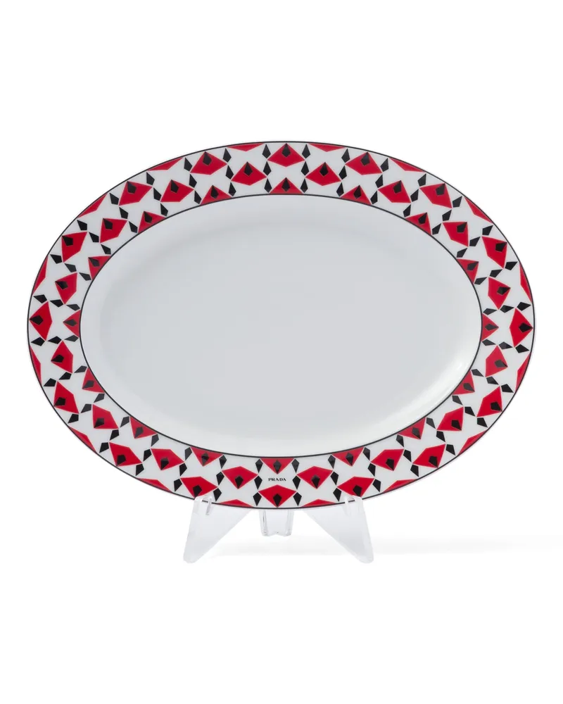 Prada Kleiner Servierteller Aus Porzellan – Vienna Red, , Schwarz/rot Schwarz