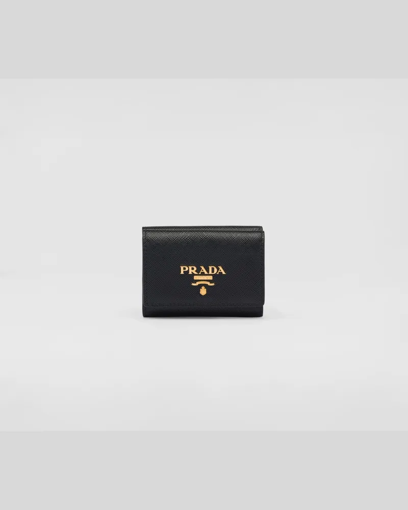 Prada Kleine Geldbörse aus Saffiano-Leder Schwarz