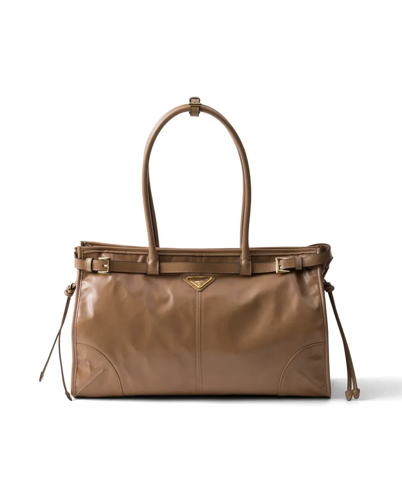 Prada Bonnie Große Handtasche Aus Leder, Damen, Cameo Cameo