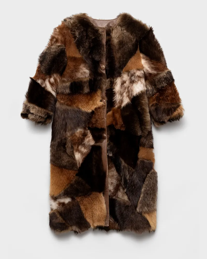 Prada Patchwork-Mantel aus Lammfell Bunt