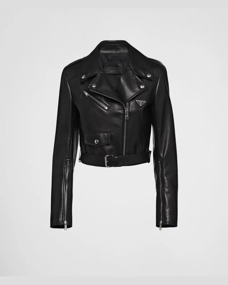 Prada Bikerjacke aus Nappa-Leder Schwarz