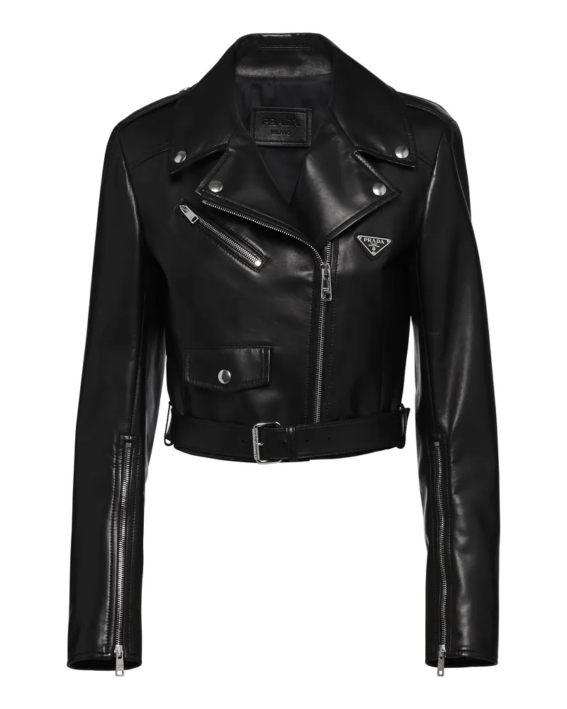 Prada Bikerjacke Aus Nappa-leder, Damen, Schwarz, Größe Schwarz