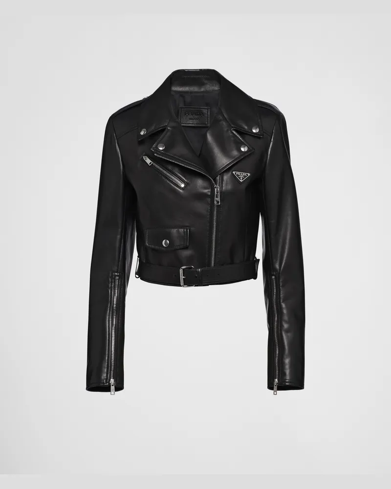 Prada Bikerjacke Aus Nappa-leder, Damen, Schwarz, Größe Schwarz