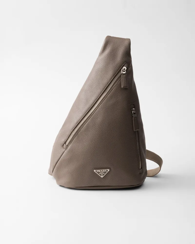 Prada Cross Tasche aus Leder Bambusgrau