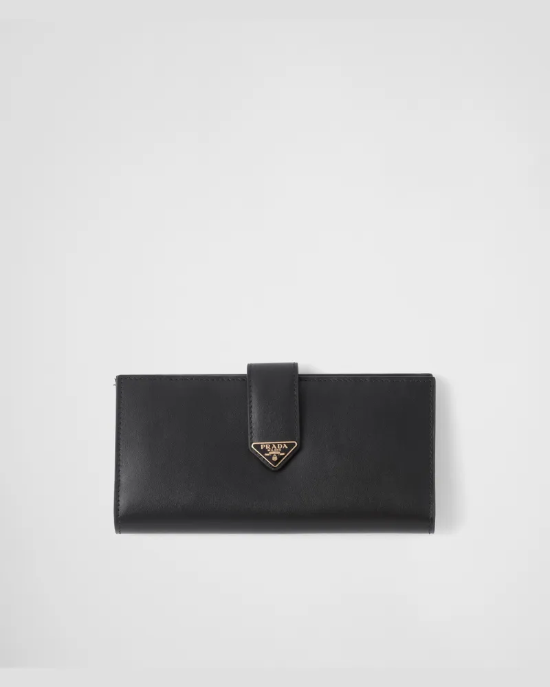 Prada Große Geldbörse aus Leder Schwarz