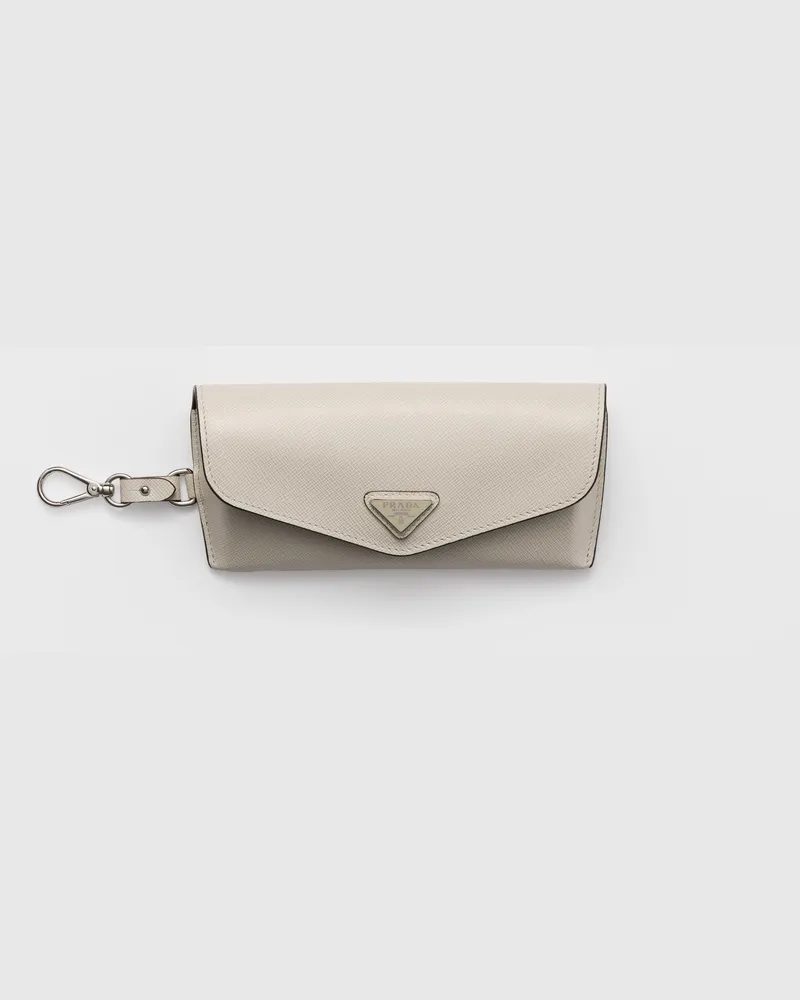 Prada Brillenetui aus Saffiano-Leder Kalkweiss
