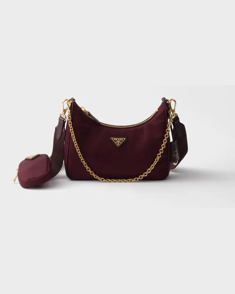 Prada Re-Edition 2005 Tasche aus Re-Nylon Burgunderrot