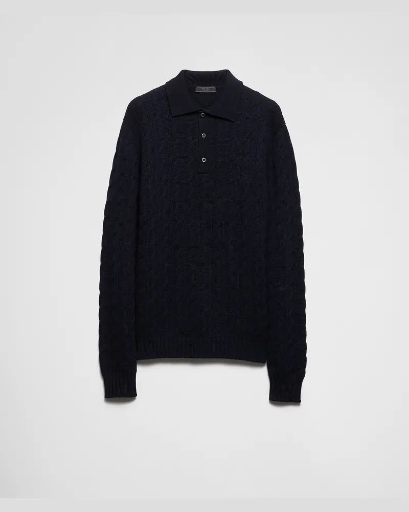 Prada Poloshirt aus Kaschmir Blau