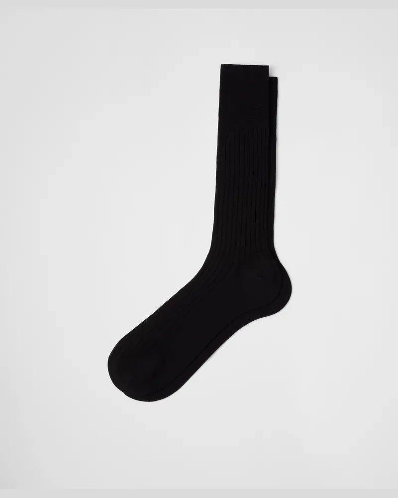 Prada Wadenlange Socken aus Baumwolle Schwarz