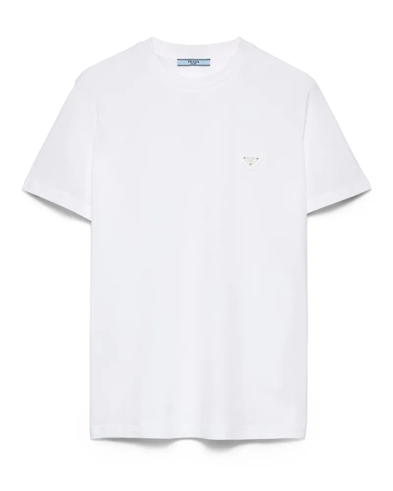 Prada T-shirt Aus Jersey, Damen, Weiss, Größe Weiss
