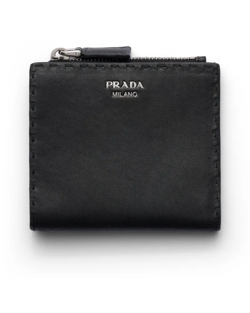 Prada Kleine Geldbörse Aus Leder, Herren, Schwarz Schwarz