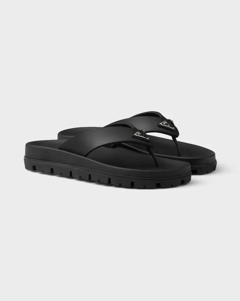 Prada Zehensteg-Sandalen aus Gummi Schwarz