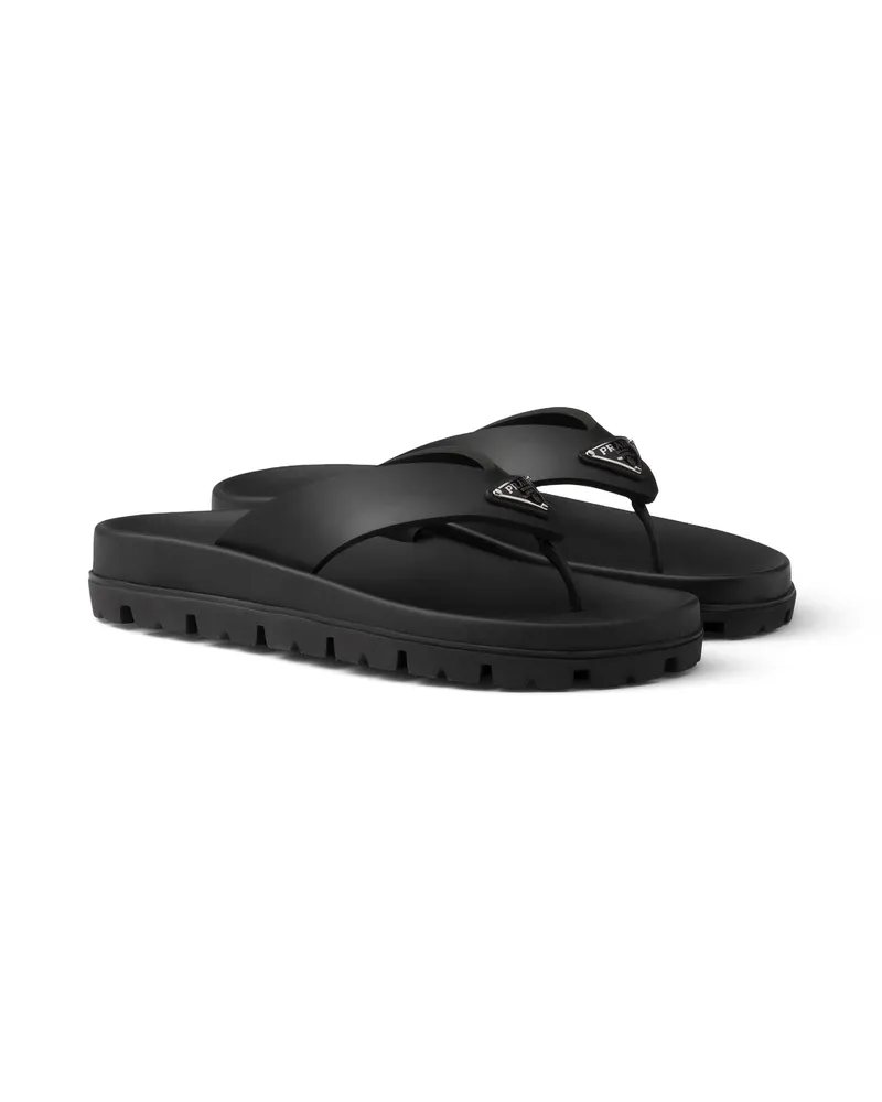 Prada Zehensteg-sandalen Aus Gummi, Damen, Schwarz, Größe Schwarz