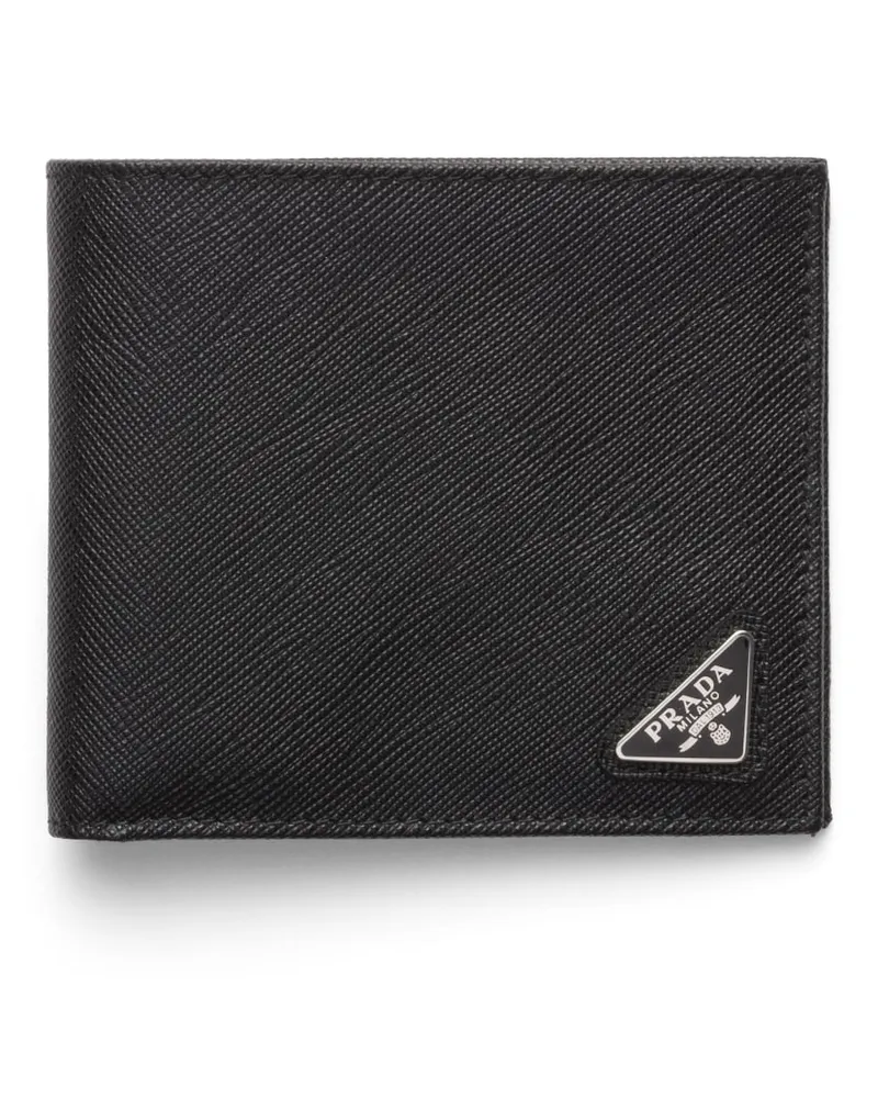 Prada Geldbörse Aus Saffiano-leder, Herren, Schwarz Schwarz