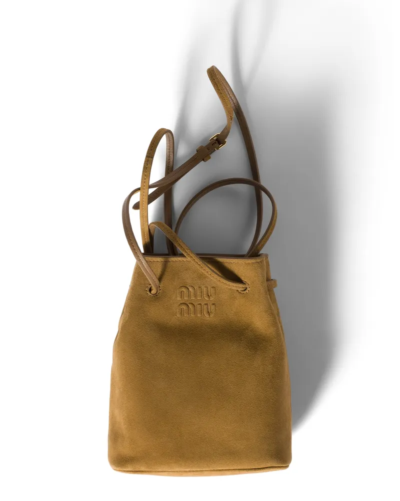 Miu Miu Pouch Aus Wildleder, Damen, Olivgrün Olivgrün