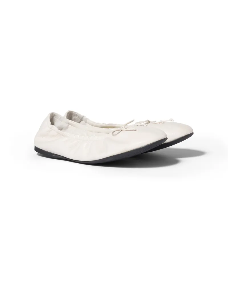 Miu Miu Ballerinas Aus Leder, Damen, Weiss, Größe Weiss