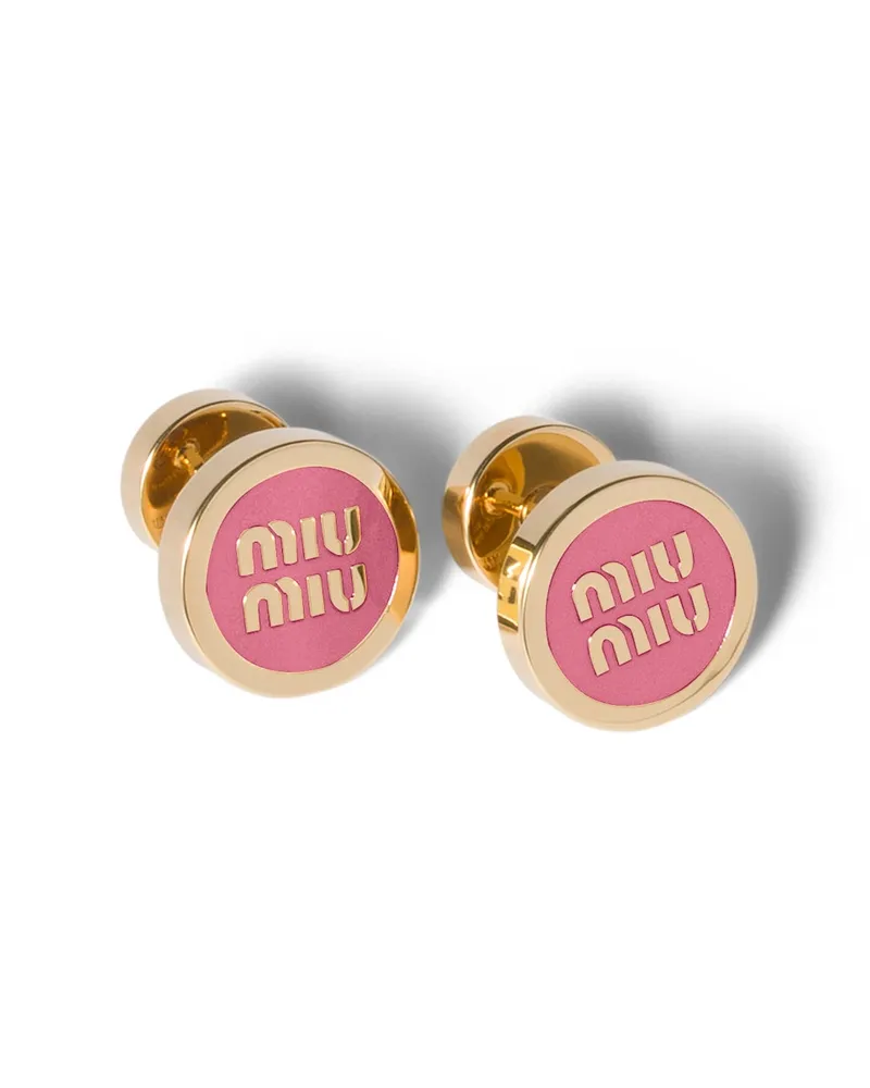 Miu Miu Ohrringe Aus Emailliertem Metall, Damen, Begonienrosa Begonienrosa