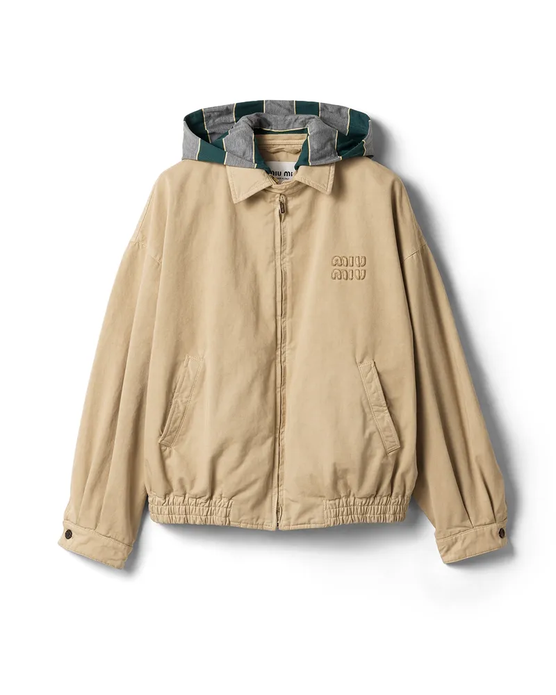 Miu Miu Alte Blousonjacke Aus Gabardine, Damen, Beige, Größe Beige