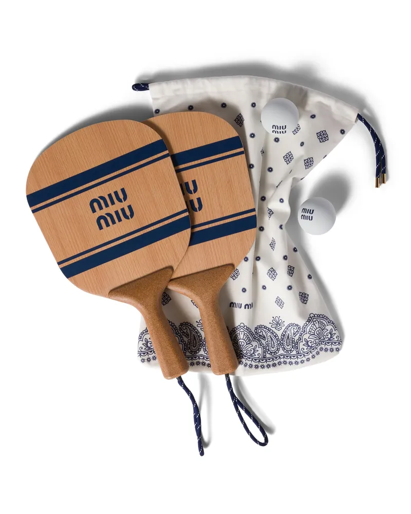 Miu Miu Strandtennis-set Aus Holz, Damen, Natur/blau Natur