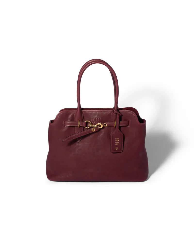 Miu Miu Aventure Tasche Aus Nappa-leder, Damen, Amaranthrot Amaranthrot