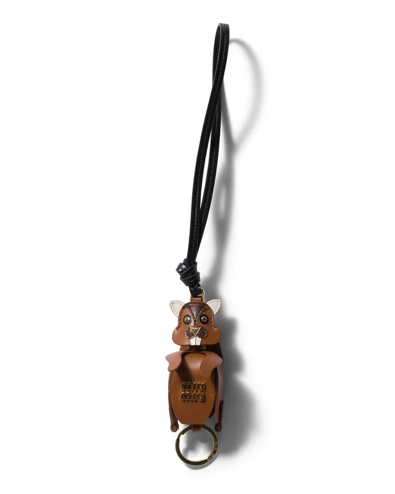 Miu Miu Schlüsselanhänger Aus Leder, Damen, Cognac Cognac
