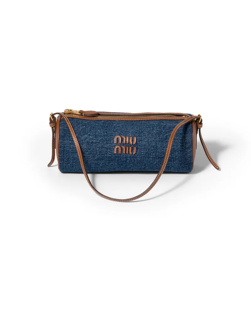 Miu Miu Pouch Aus Denim, Damen, Blau/brandy Blau