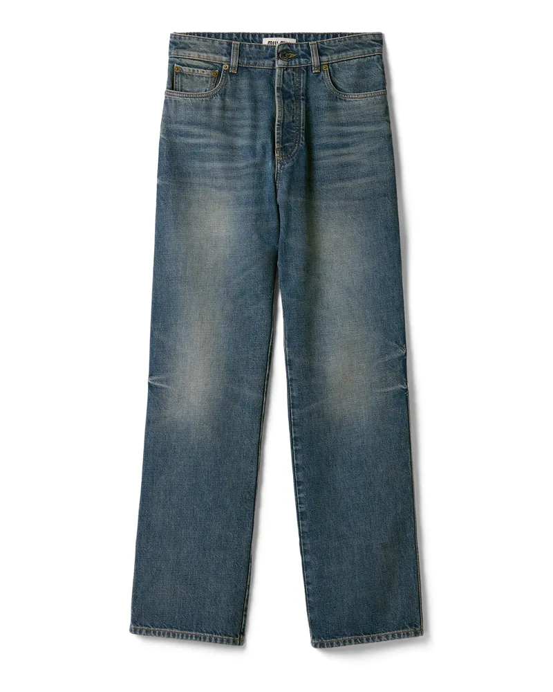 Miu Miu Five-pocket-jeans Aus Denim, Damen, Blau, Größe Blau