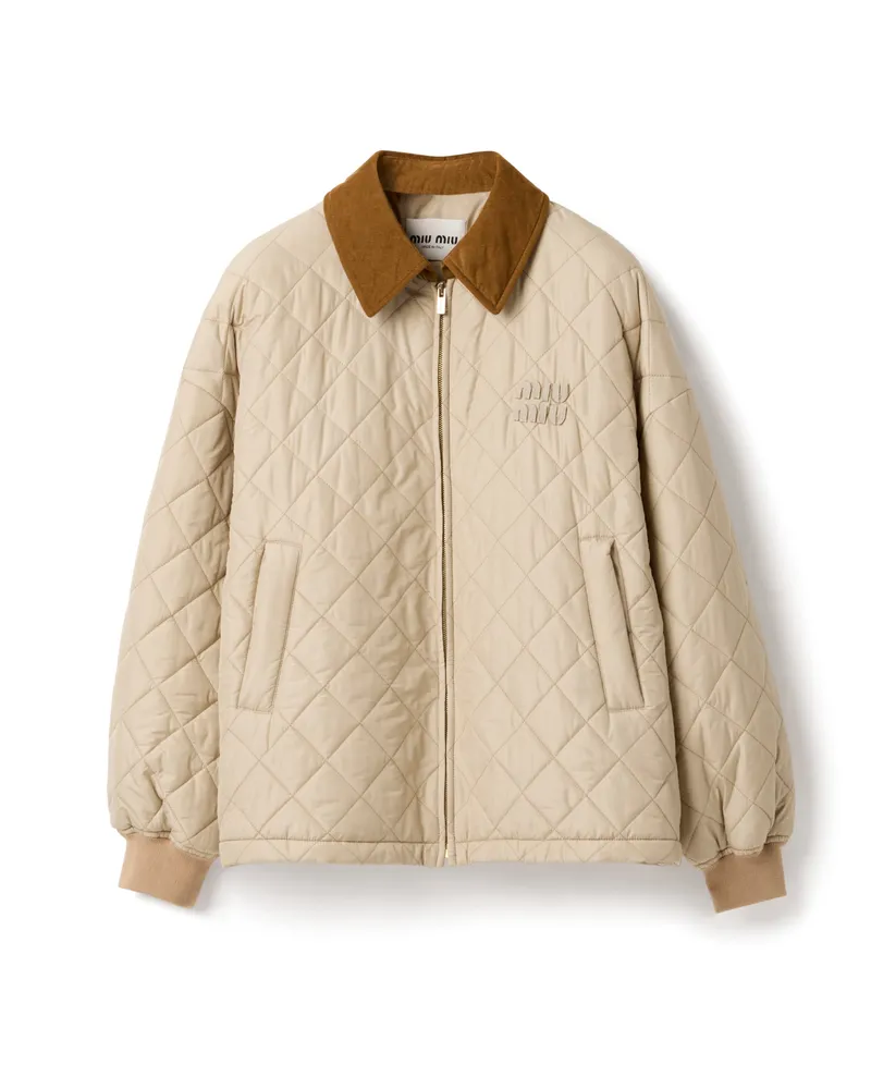 Miu Miu Blousonjacke Aus Funktionsgewebe, Damen, Sandbeige, Größe Sandbeige