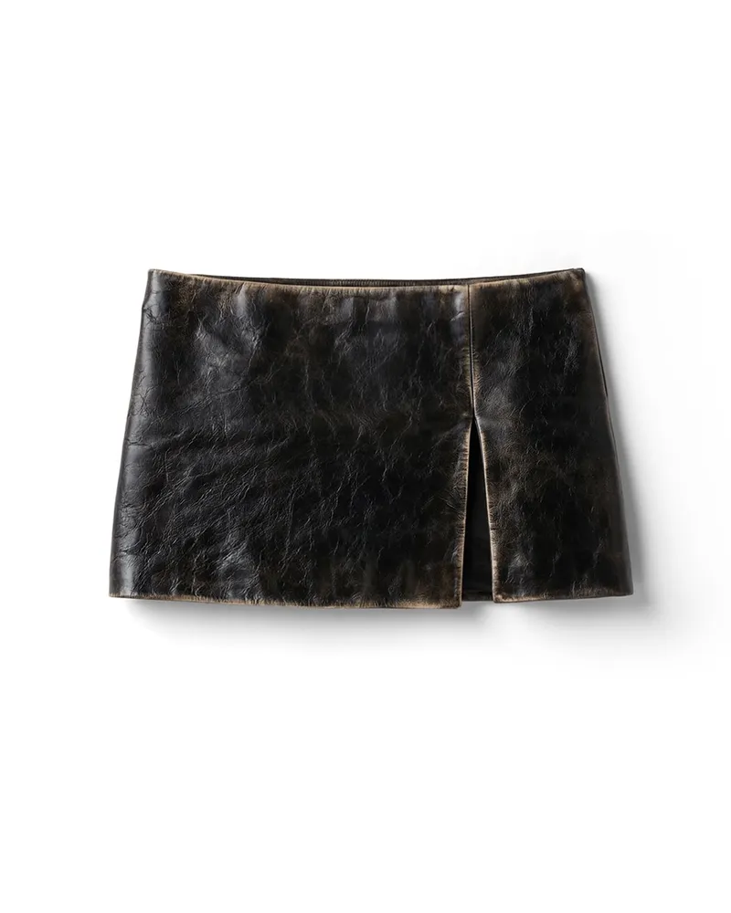 Miu Miu Minirock Aus Leder, Damen, Schwarz, Größe Schwarz