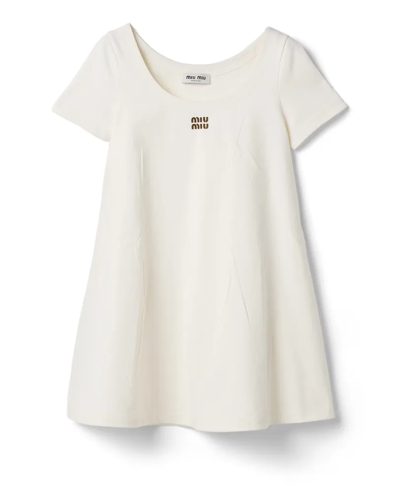 Miu Miu Minikleid Aus Jersey, Damen, Weiss, Größe Weiss