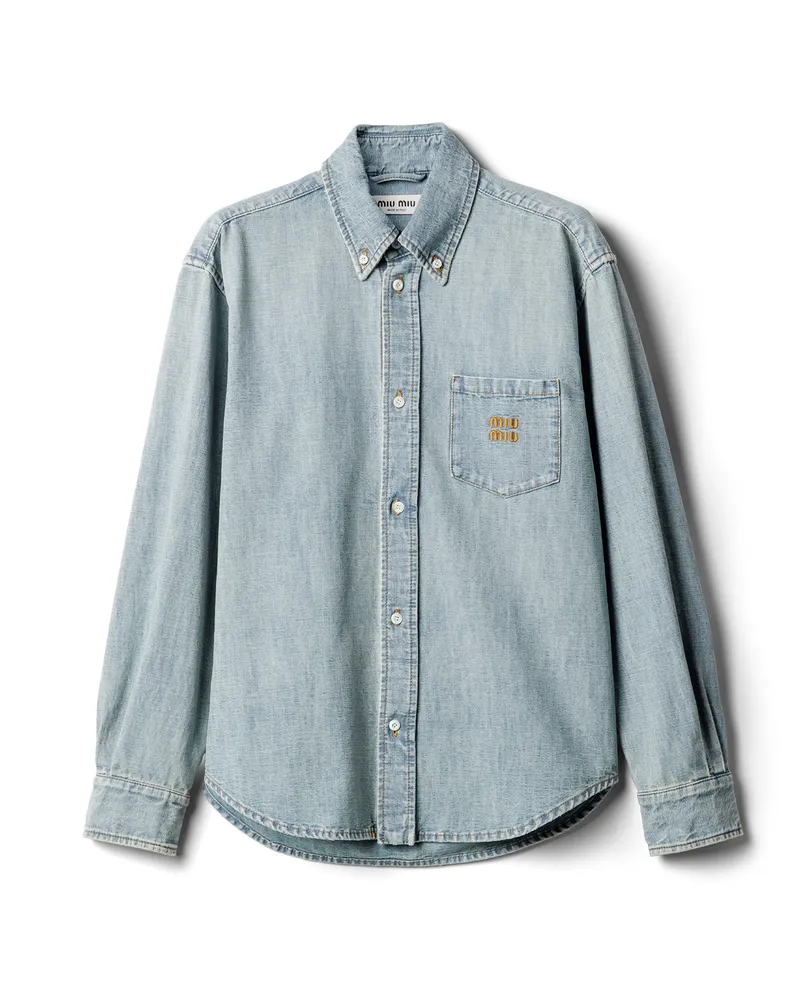 Miu Miu Hemd Aus Chambray, Damen, Hellblau, Größe Hellblau