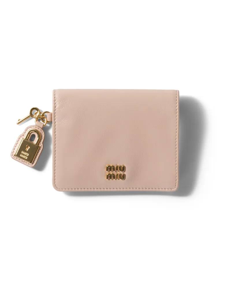 Miu Miu Kleine Geldbörse Aus Leder, Damen, Puderrosa Puderrosa